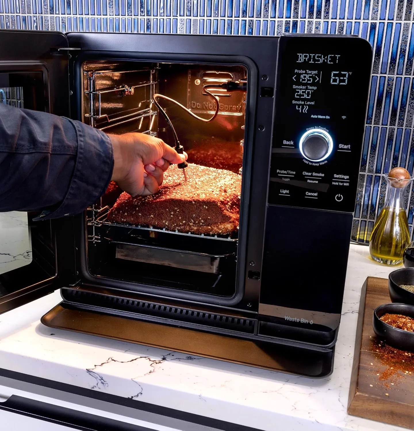 ™ Smart Indoor Pellet Smoker, with Active Smoke Filtration, 5 Smoke Control Settings, Wifi Connected, Electric, Countertop BBQ Appliance, Black