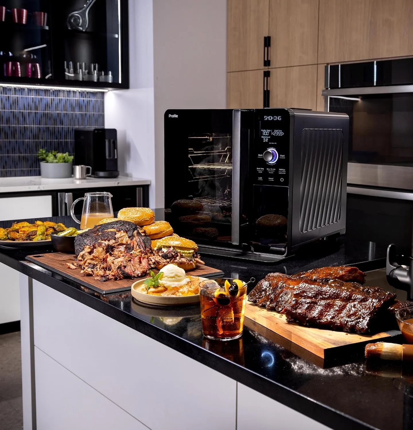 ™ Smart Indoor Pellet Smoker, with Active Smoke Filtration, 5 Smoke Control Settings, Wifi Connected, Electric, Countertop BBQ Appliance, Black