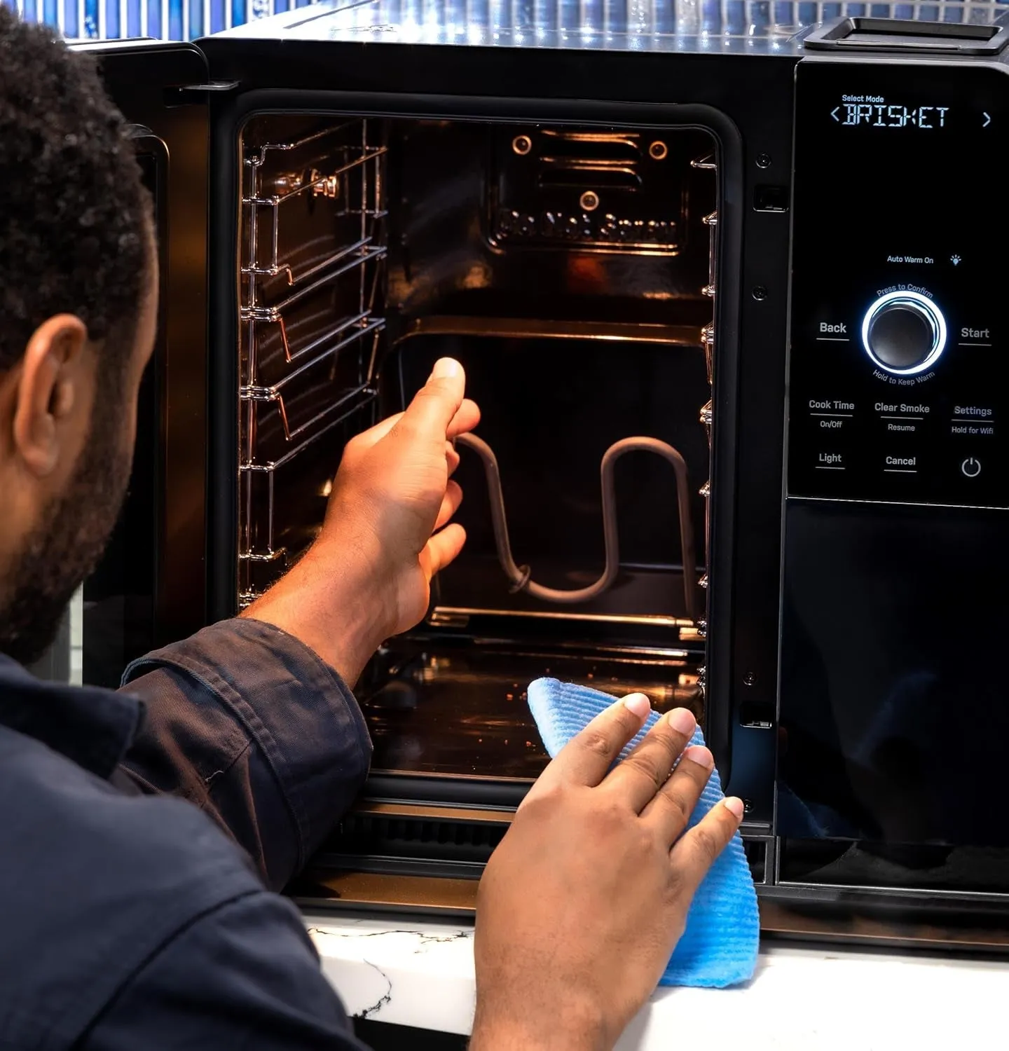 ™ Smart Indoor Pellet Smoker, with Active Smoke Filtration, 5 Smoke Control Settings, Wifi Connected, Electric, Countertop BBQ Appliance, Black