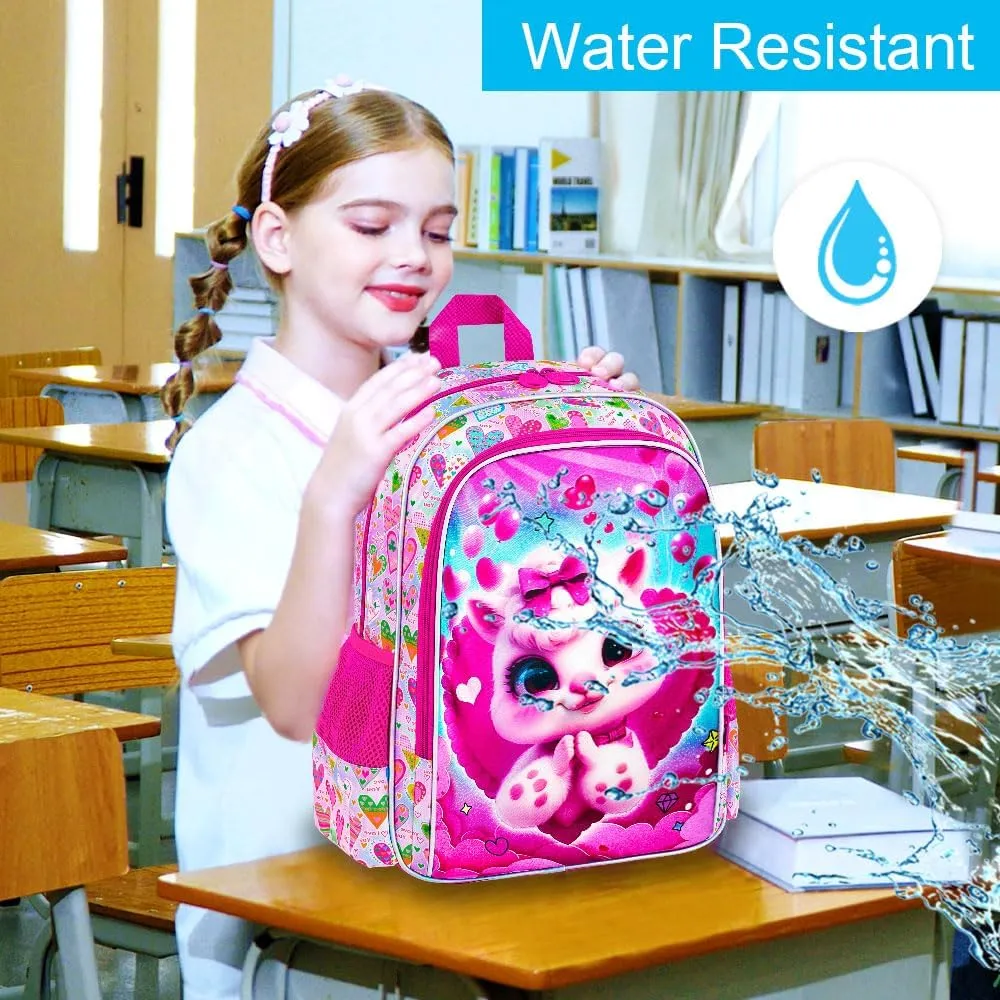 16" Girls Backpack, 3Pcs Kids Bookbag with Lunch Box, School Backpacks for Elementary Preschool Kindergarten