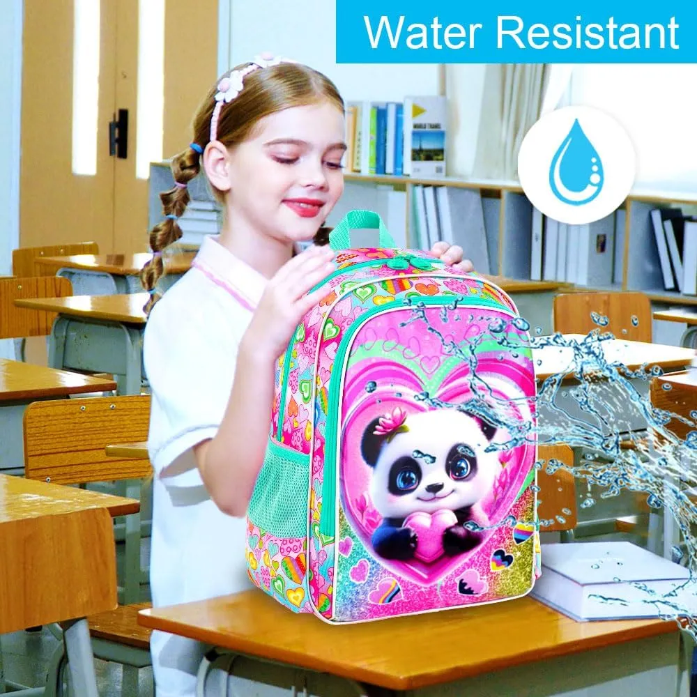16" Girls Backpack, 3Pcs Kids Bookbag with Lunch Box, School Backpacks for Elementary Preschool Kindergarten