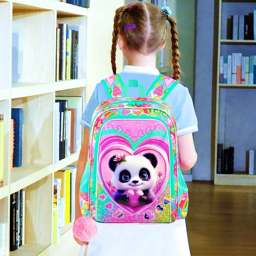 16" Girls Backpack, 3Pcs Kids Bookbag with Lunch Box, School Backpacks for Elementary Preschool Kindergarten