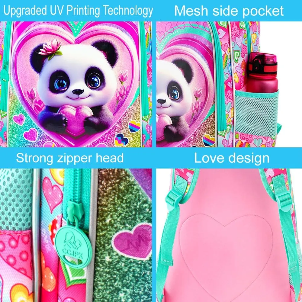 16" Girls Backpack, 3Pcs Kids Bookbag with Lunch Box, School Backpacks for Elementary Preschool Kindergarten