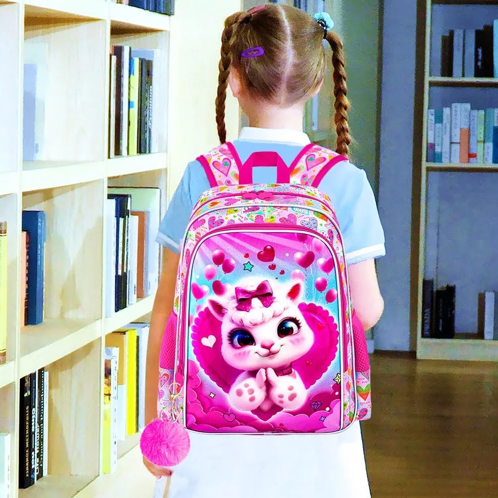 16" Girls Backpack, 3Pcs Kids Bookbag with Lunch Box, School Backpacks for Elementary Preschool Kindergarten