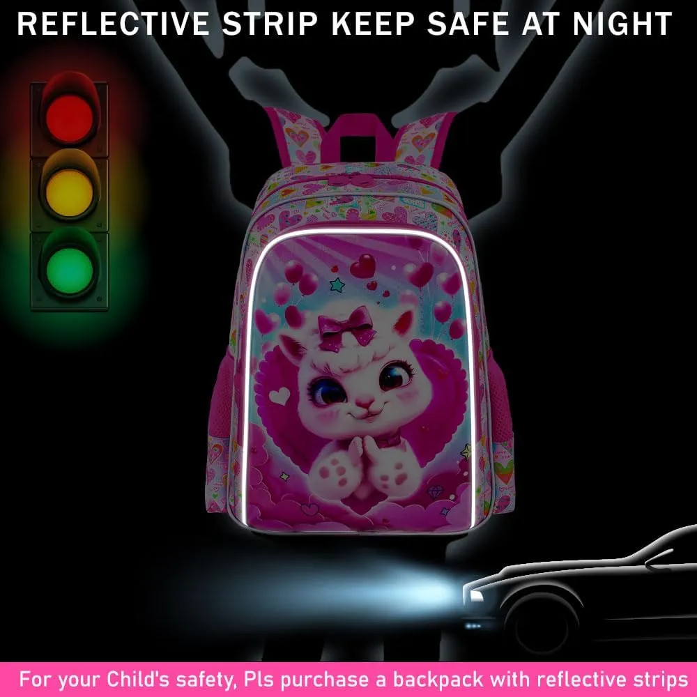 16" Girls Backpack, 3Pcs Kids Bookbag with Lunch Box, School Backpacks for Elementary Preschool Kindergarten