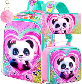 16" Girls Backpack, 3Pcs Kids Bookbag with Lunch Box, School Backpacks for Elementary Preschool Kindergarten