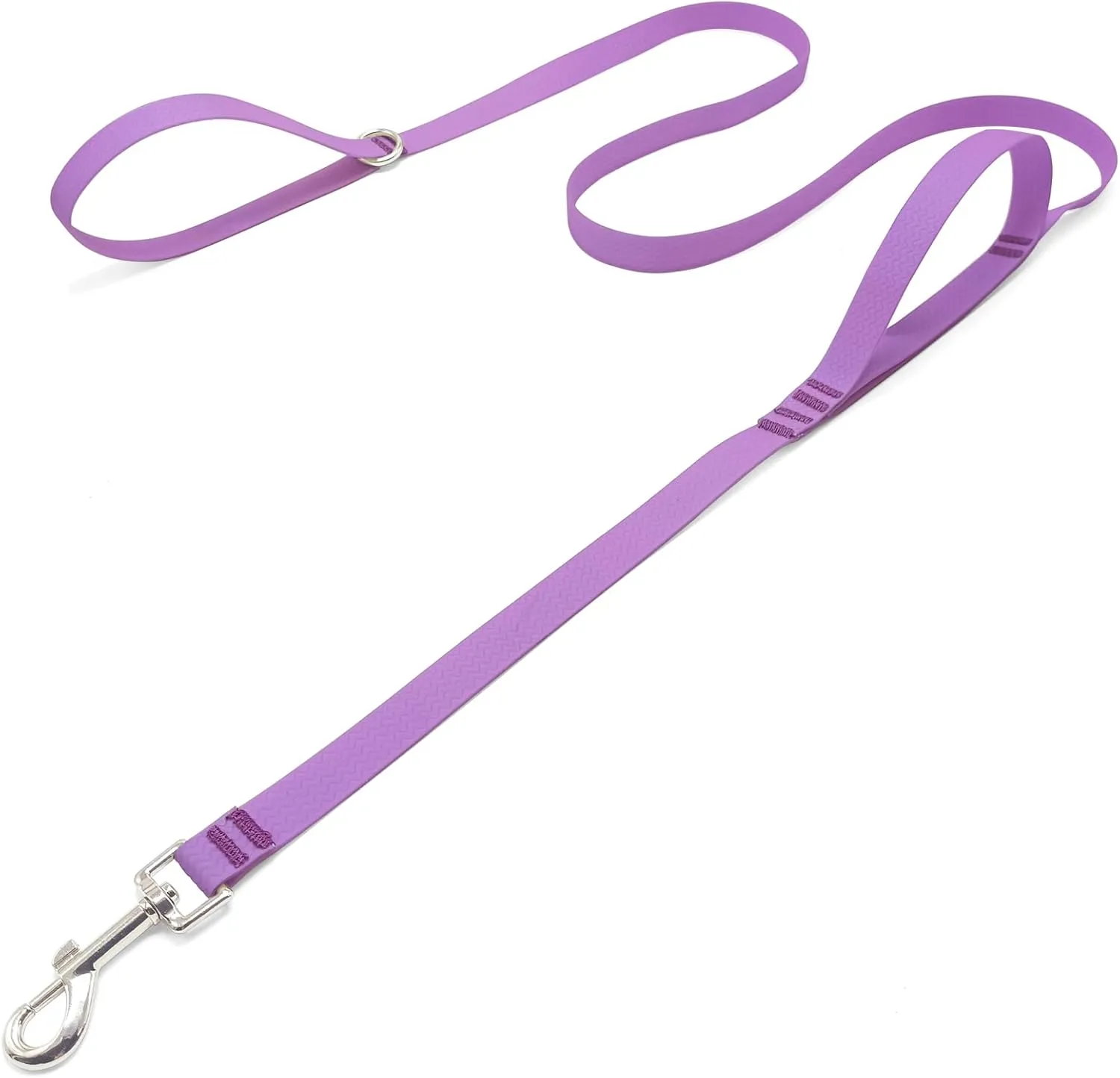 6 ft Double Handle Waterproof Dog Leash, Traffic Control, Odor Proof, Easy Clean Coated Wide Nylon with 2 Handles for Beach/Muddy Adventures/Training