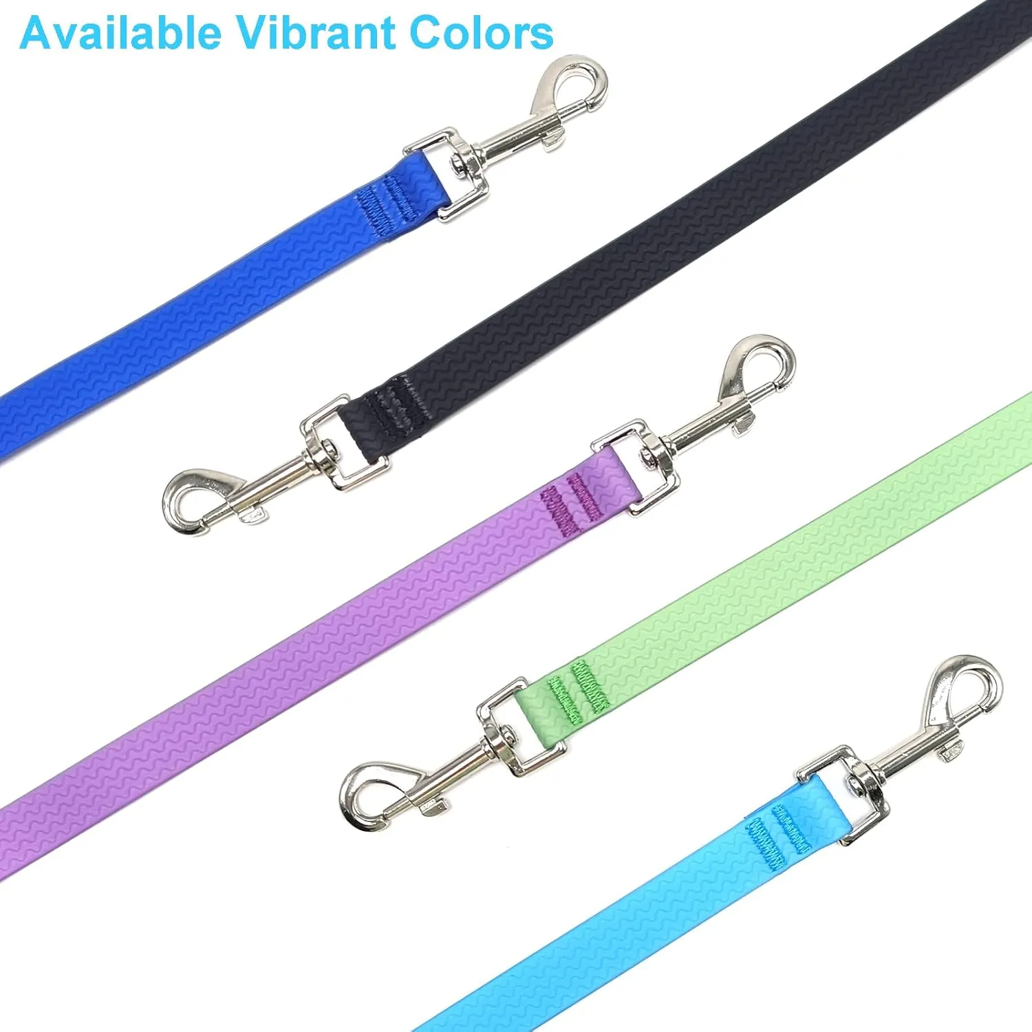 6 ft Double Handle Waterproof Dog Leash, Traffic Control, Odor Proof, Easy Clean Coated Wide Nylon with 2 Handles for Beach/Muddy Adventures/Training