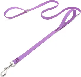 6 ft Double Handle Waterproof Dog Leash, Traffic Control, Odor Proof, Easy Clean Coated Wide Nylon with 2 Handles for Beach/Muddy Adventures/Training