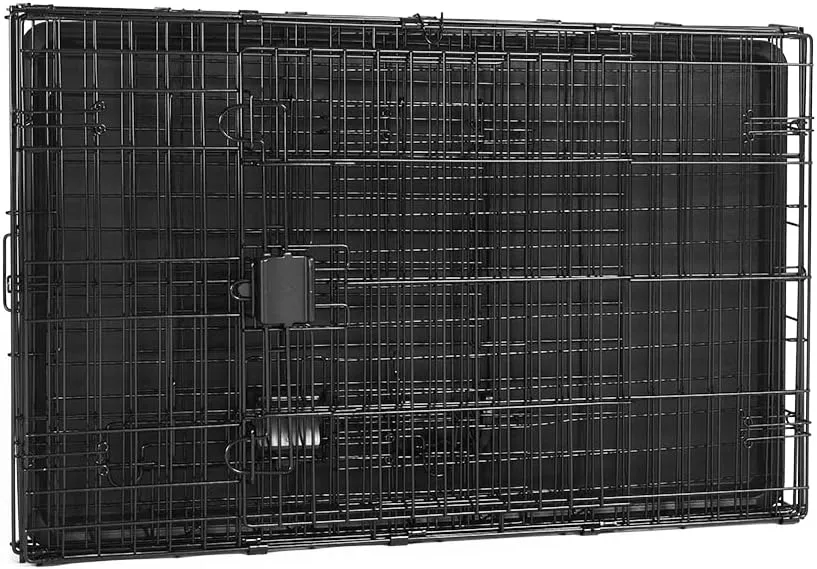 Amazon Basics Durable, Foldable Metal Wire Dog Crate with Tray, Double Door, 36 x 23 x 25 in, Black