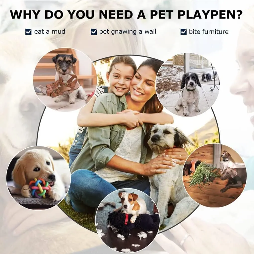 BestPet Dog Playpen Indoor 24 inch 16 Panels Metal Dog Pen Pet Dog Fence Outdoor Exercise Pen with Doors,Pet Puppy Playpen for RV Camping Yard, Black