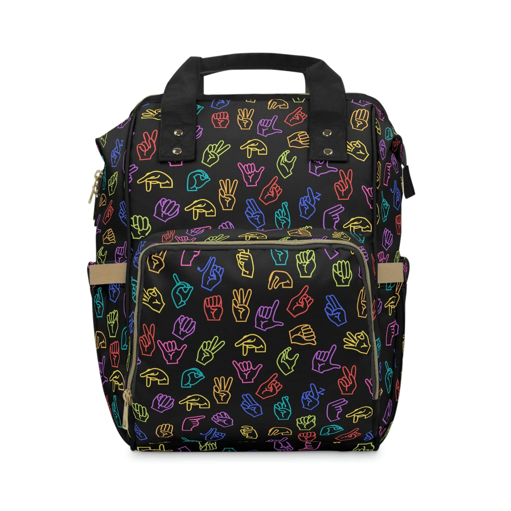 Bright Rainbow on Black ASL Backpack