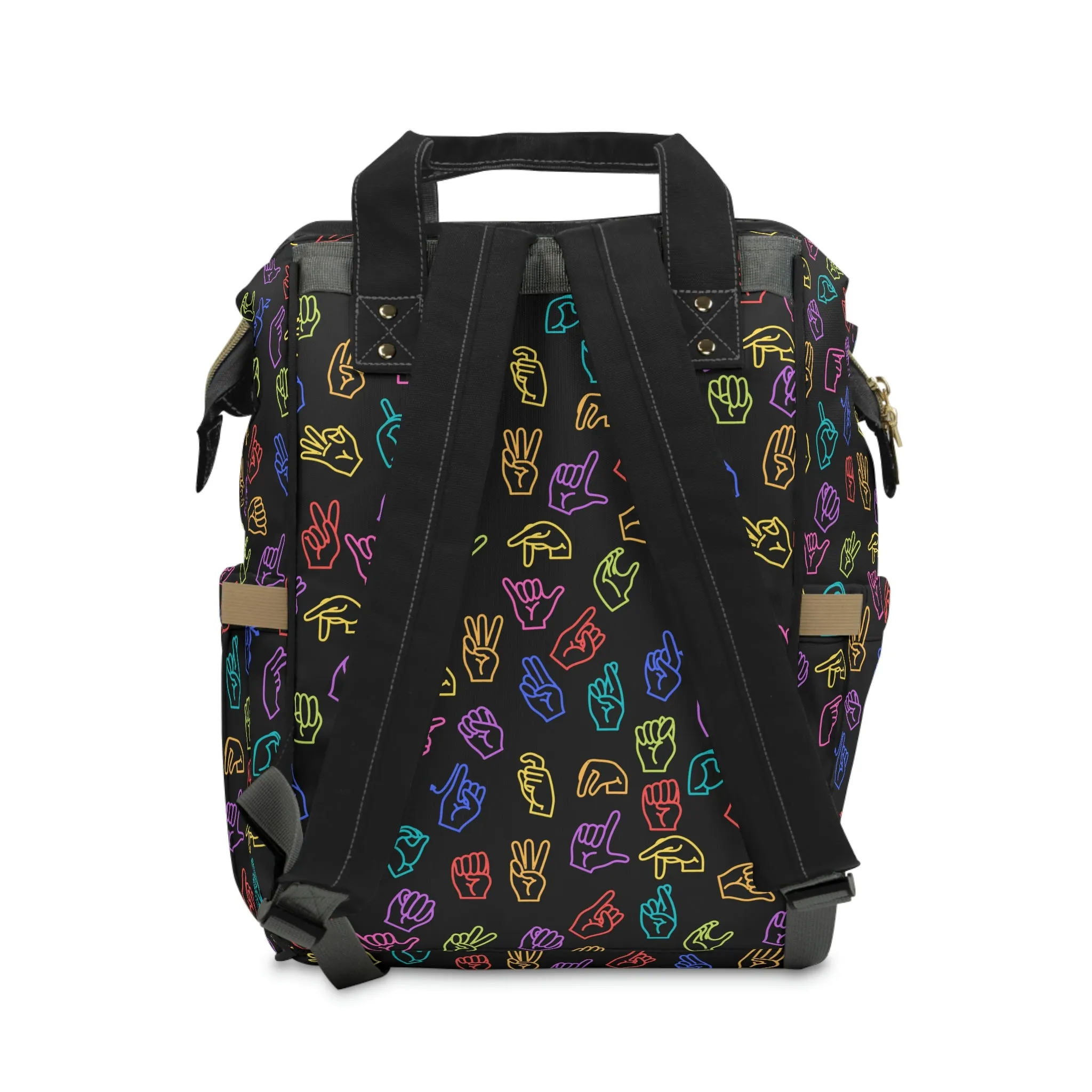 Bright Rainbow on Black ASL Backpack