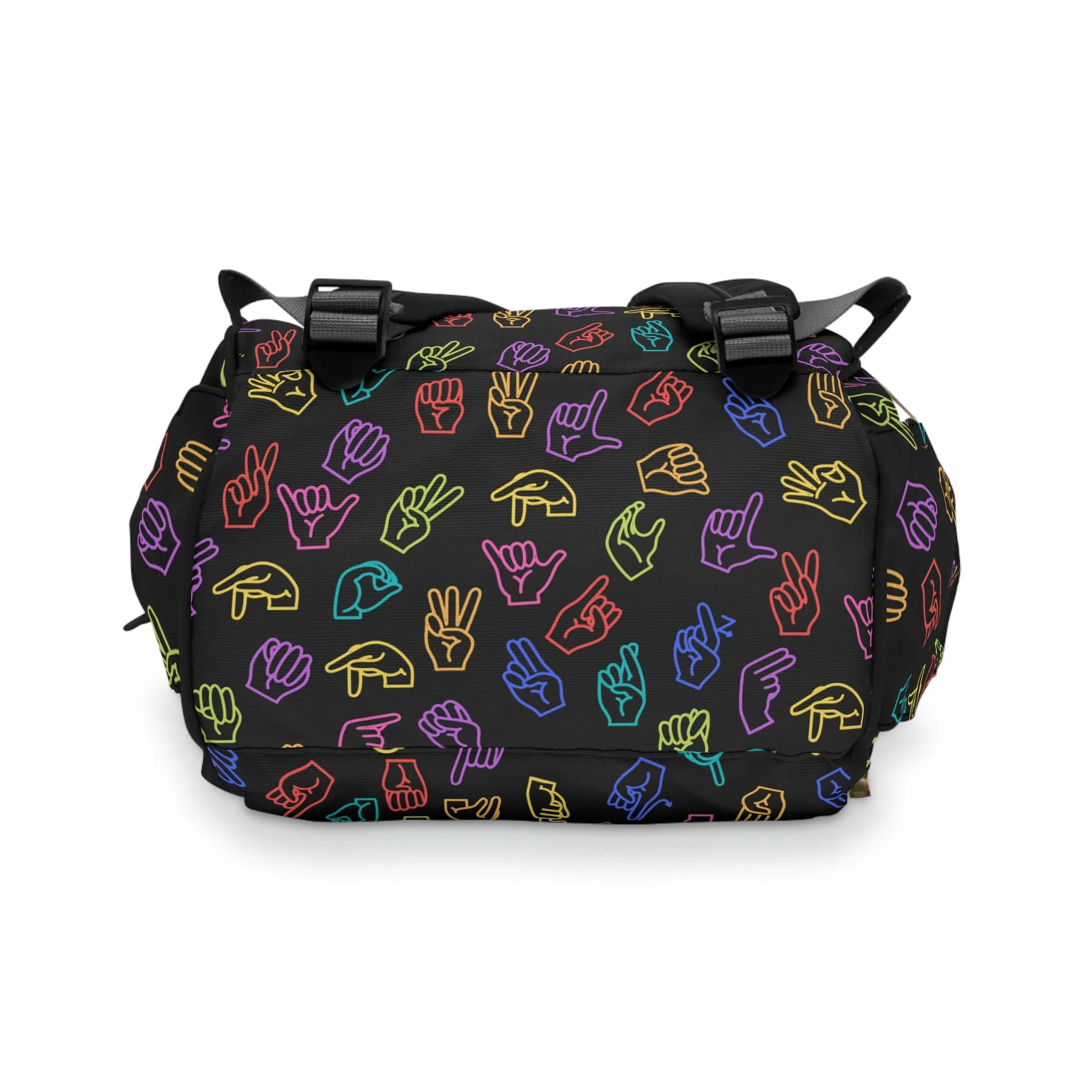 Bright Rainbow on Black ASL Backpack