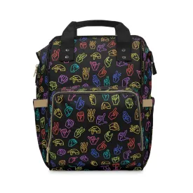 Bright Rainbow on Black ASL Backpack