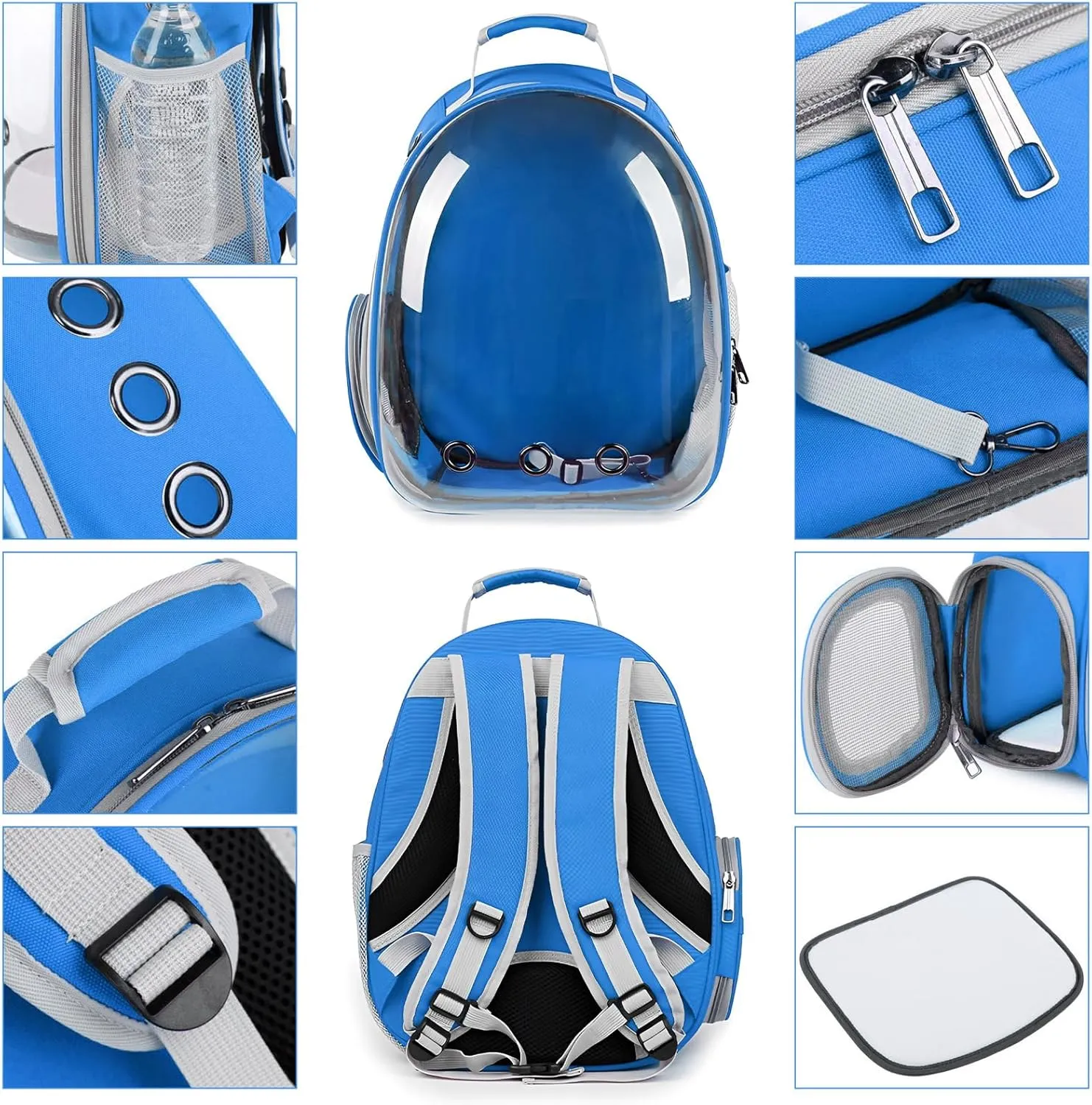Cat Backpack Carrier Bubble Bag, Transparent Space Capsule Pet Carrier Dog Hiking Backpack, Small Dog Backpack Carrier for Cats Puppies Airline Approved Travel Carrier Outdoor Use Blue