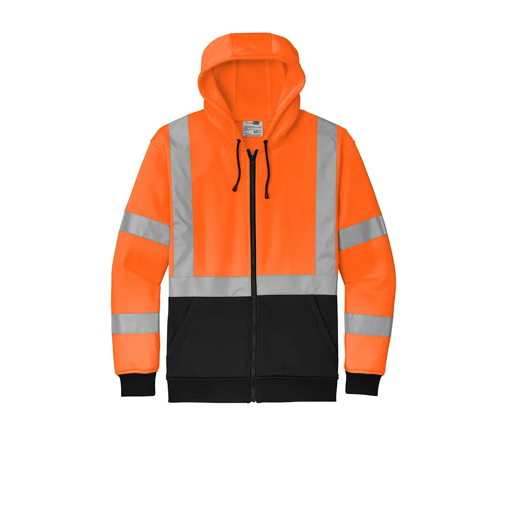 CornerStone® ANSI 107 Class 3 Heavy-Duty Fleece Full-Zip Hoodie- Safety Orange