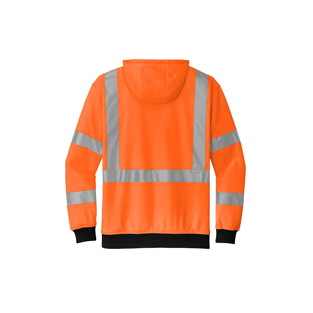 CornerStone® ANSI 107 Class 3 Heavy-Duty Fleece Full-Zip Hoodie- Safety Orange