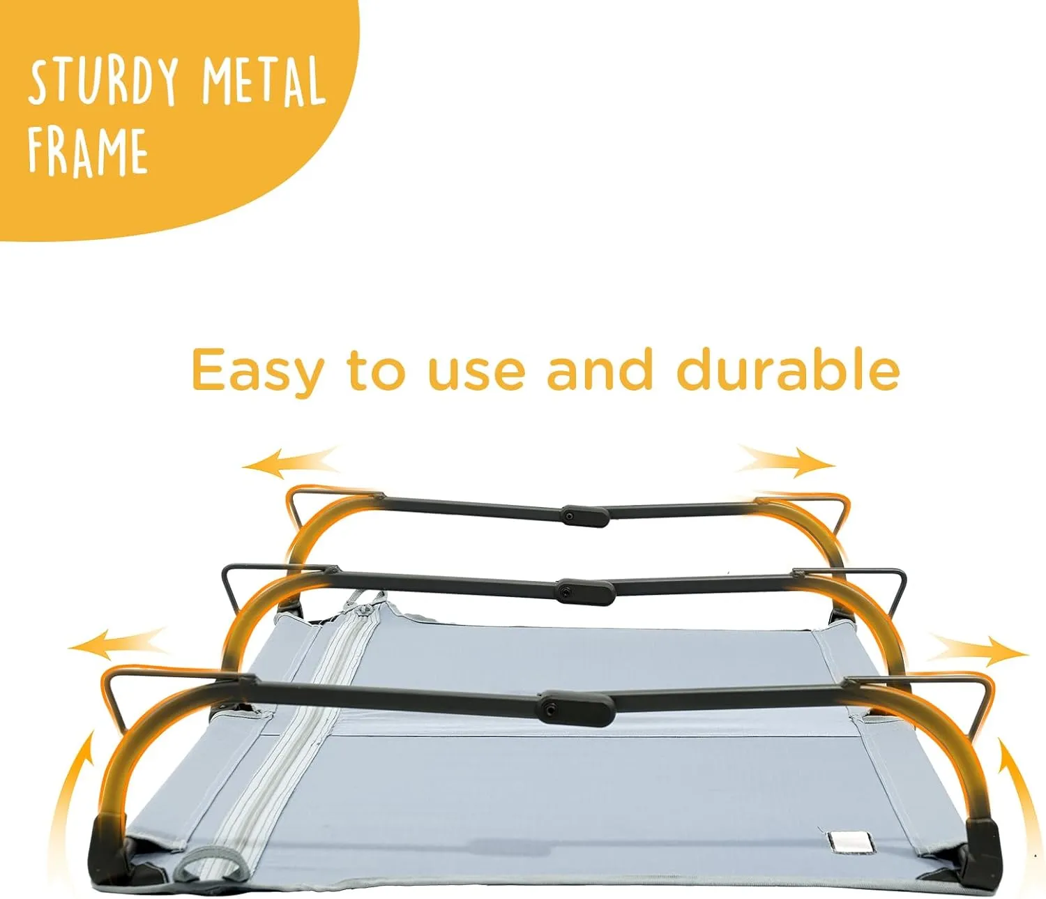 Daisy Cot, Medium Foldable Elevated Dog Bed, Portable Raised Outdoor Folding Dog Cot, Cooling, Chew Proof, Waterproof, Heavy Duty Up to 160 lbs for Camping/Home, Grey, 32"x 19"x6"