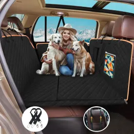 Dog Car Seat Cover for Back Seat - Waterproof Convertible Hammock - Non-Slip Pet Protector Universal, Fits Cars, SUV, Trucks, Supports Up to 300 lbs, Sturdy with Dual Straps and Zipper