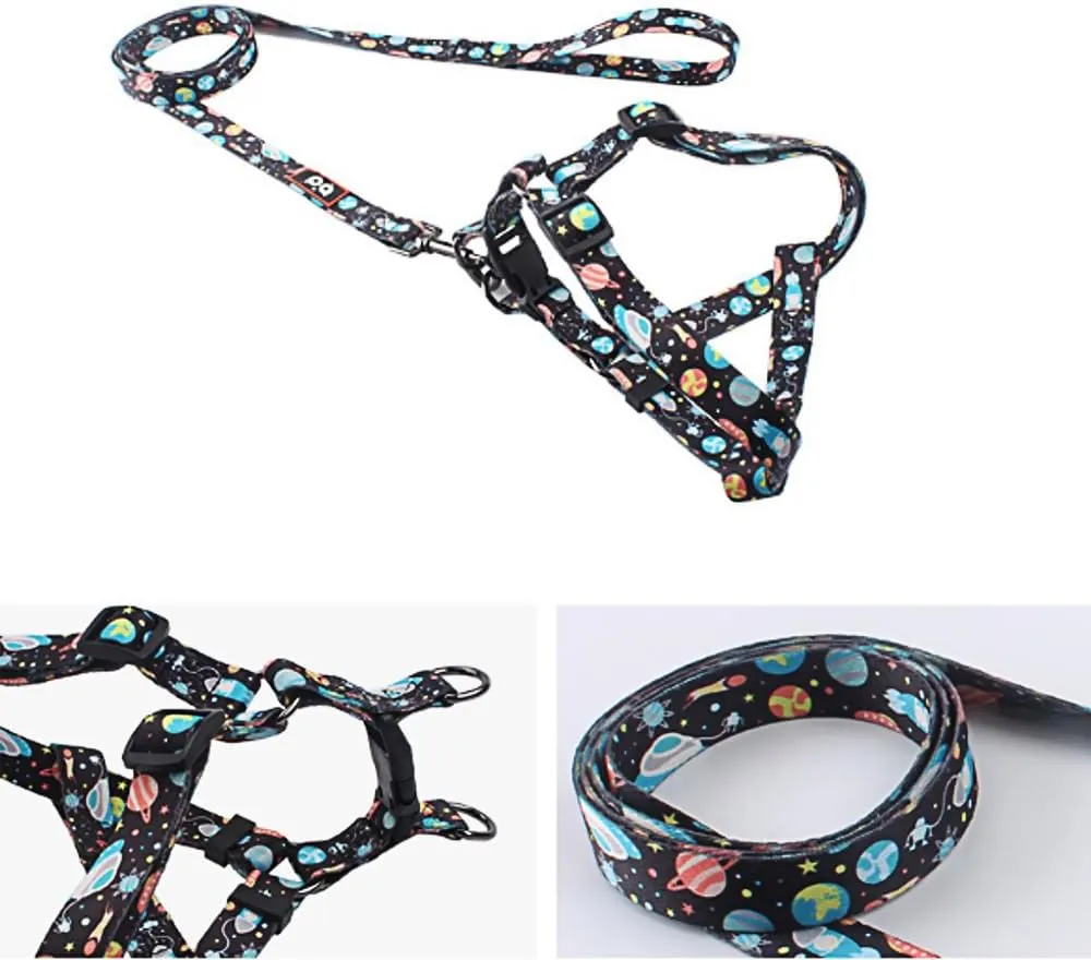 Dog Leash Set Adjustable No Pull, Suitable for Small, Medium and Large Dogs Anti-Twist Perfect Dog Collar Leash Cover, Suitable for Hiking, Dog Training(Colored Sky, M)