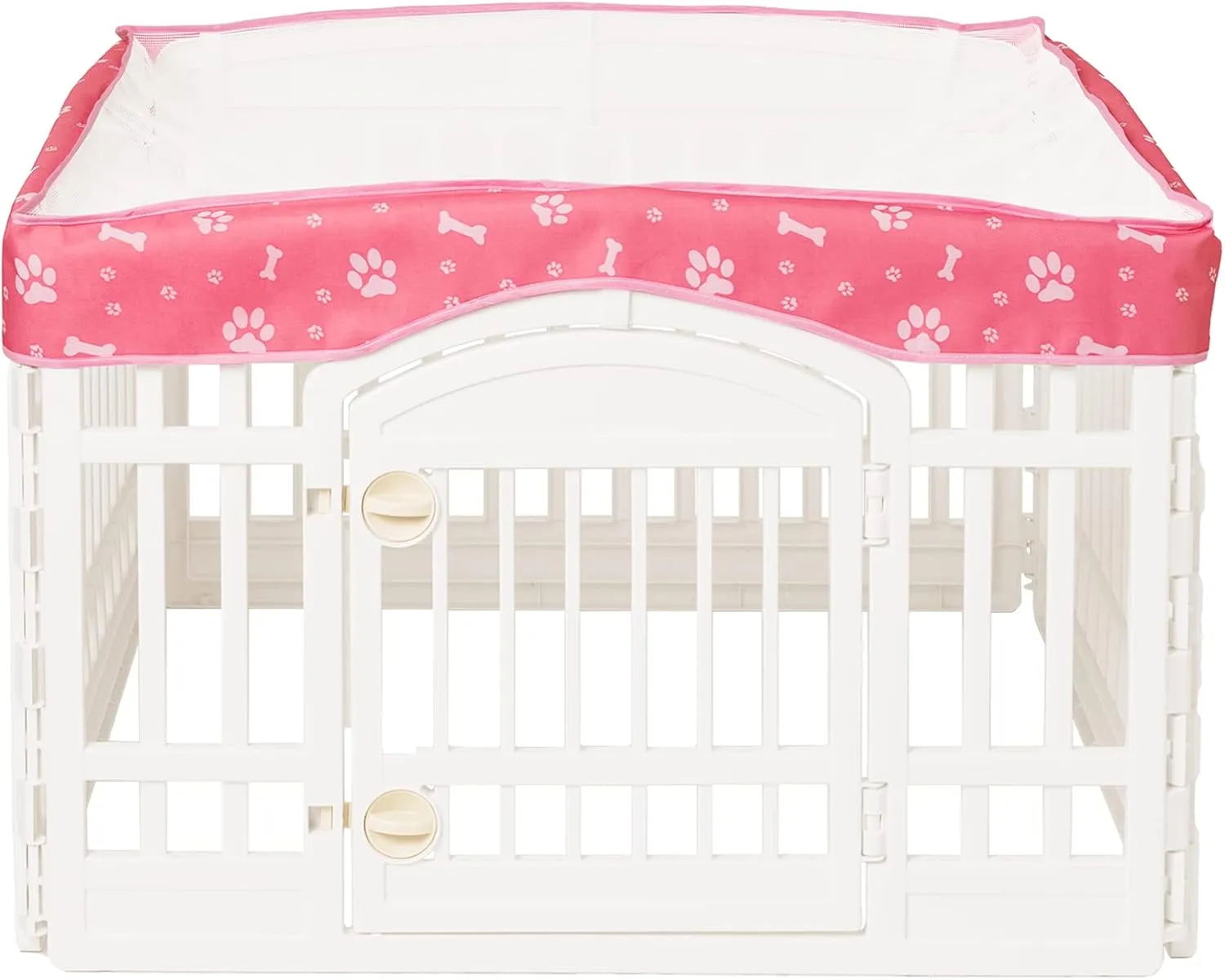 Dog Playpen Mesh Top Cover for 36" Inch Pet Playpen with 4 Panels, Dog Crate Cover Pet Tent Puppy Play Pen Cover, Ideal for Indoor/Outdoor Use. Note: Playpen Not Included!!! (Pink)