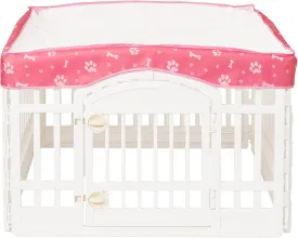 Dog Playpen Mesh Top Cover for 36" Inch Pet Playpen with 4 Panels, Dog Crate Cover Pet Tent Puppy Play Pen Cover, Ideal for Indoor/Outdoor Use. Note: Playpen Not Included!!! (Pink)