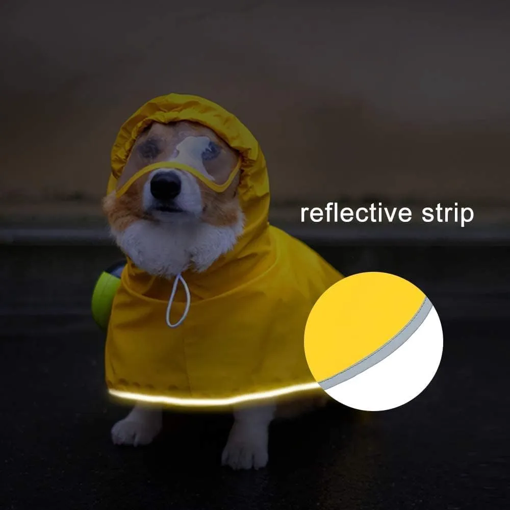 Dog Poncho Hooded Raincoat for Puppies & Small to Large Dogs, Waterproof Dog Rain Jacket with Reflective Strip, Lightweight Slicker with Storage Bag for Easy Carrying (Small Plus, Yellow)