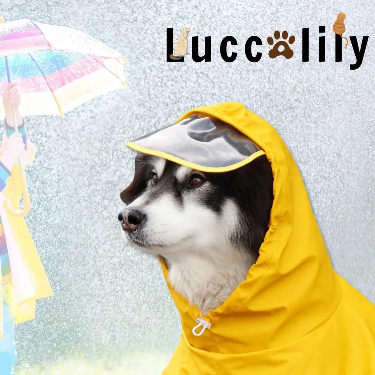 Dog Poncho Hooded Raincoat for Puppies & Small to Large Dogs, Waterproof Dog Rain Jacket with Reflective Strip, Lightweight Slicker with Storage Bag for Easy Carrying (Small Plus, Yellow)