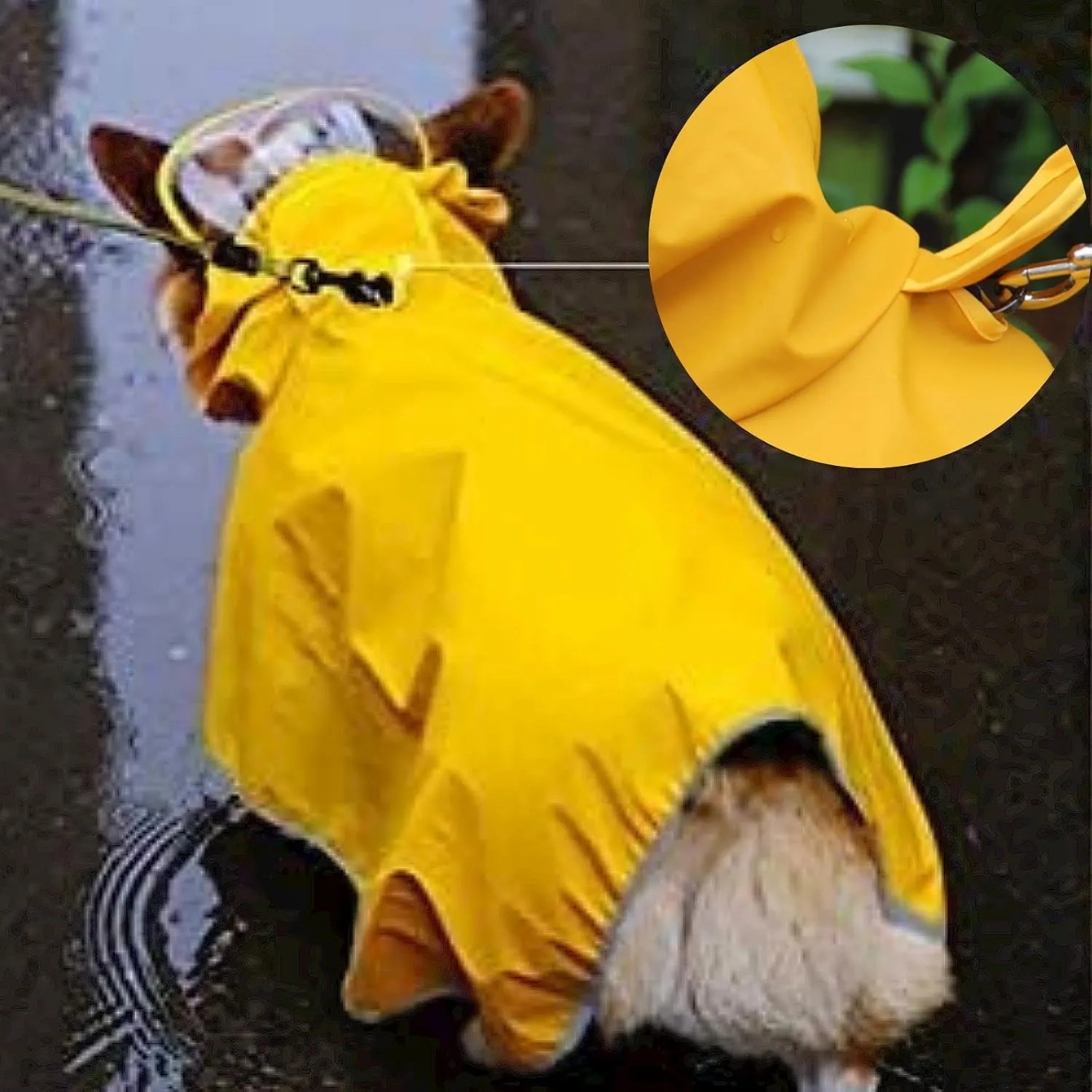 Dog Poncho Hooded Raincoat for Puppies & Small to Large Dogs, Waterproof Dog Rain Jacket with Reflective Strip, Lightweight Slicker with Storage Bag for Easy Carrying (Small Plus, Yellow)
