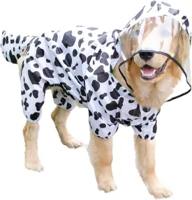 Dog Raincoat, Tail Protect Legs Cover Cow Cosplay Raincoat Costume Cute Animals Pattern Raincoat Jacket for Medium Large Dogs 5XL
