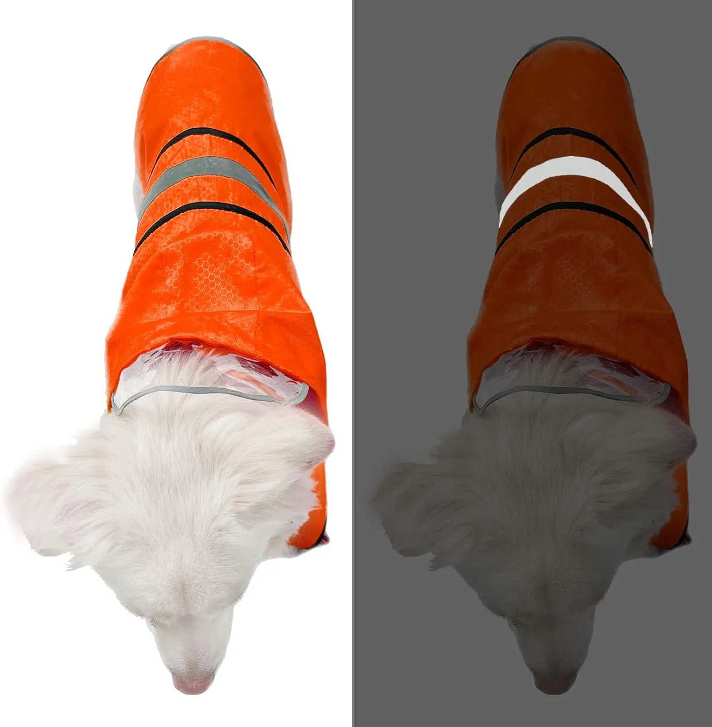 Dog Raincoat Waterproof Reflective Slicker - Lightweight Breathable Hooded Poncho Rain Coat Jacket with Adjustable Belly Strap and Leash Hole for Small Medium Large Dogs (Medium, Orange)