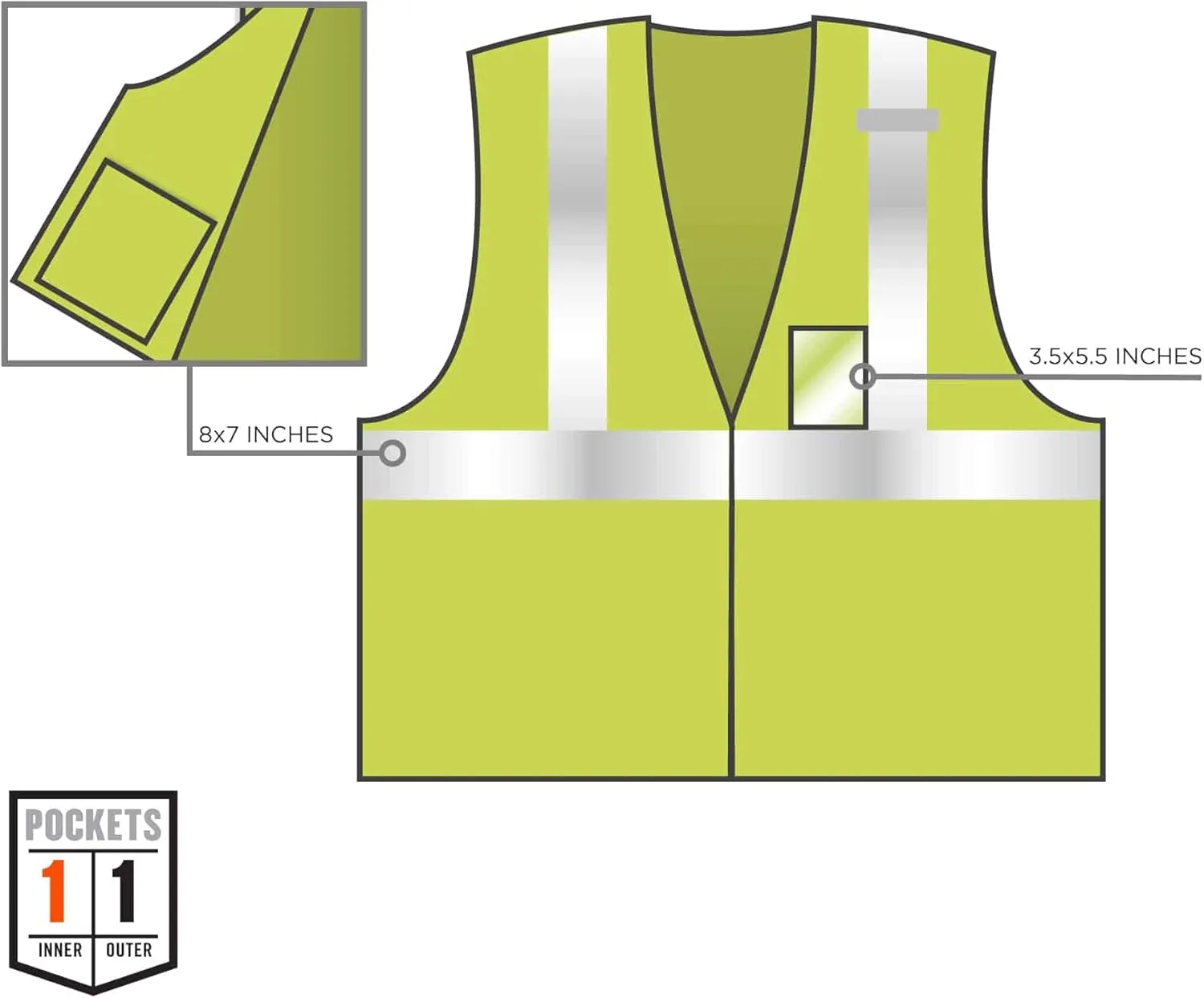 Ergodyne GloWear 8216BA ANSI High Visibility Breakaway Reflective Safety Vest with ID Badge Holder, Lime, Large/X-Large