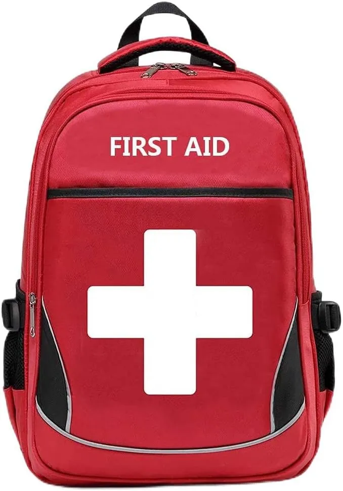 First Aid Bag Empty Red Emergency Medical Bag First Responder Trauma Multi-Pocket Traveling Field Trips Camping Essentials (RED-1PCS)