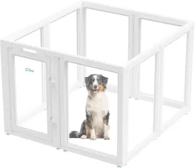 FXW AuraSpace Acrylic Indoor Dog Playpen for Medium Dogs, 35 Inch, 8 Panels, White