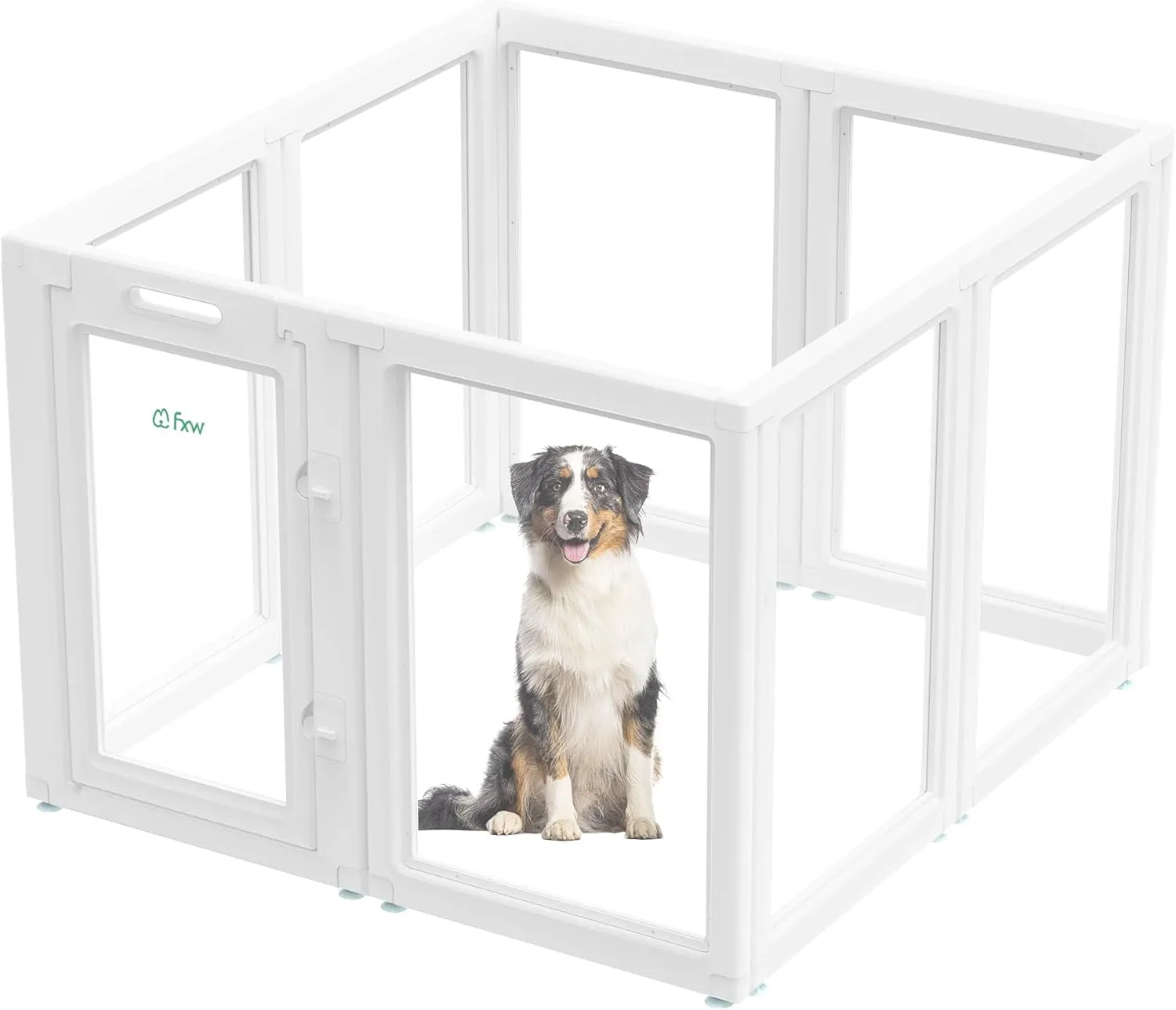 FXW AuraSpace Acrylic Indoor Dog Playpen for Medium Dogs, 35 Inch, 8 Panels, White