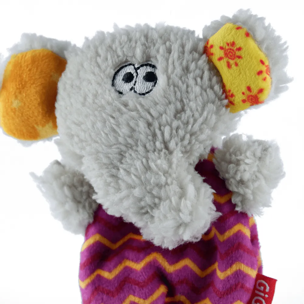 GiGwi Plush Friendz with Refillable Squeaker Elephant Toy for Dogs (Grey/Red) | For Medium Chewers