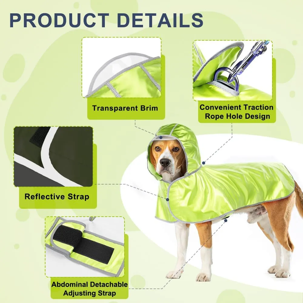 Illumifun Dog Raincoat - Reflective Waterproof Rain Jacket with Leash Hole & Adjustable Hoodie for Walks in Rainy Days (XX-Large)