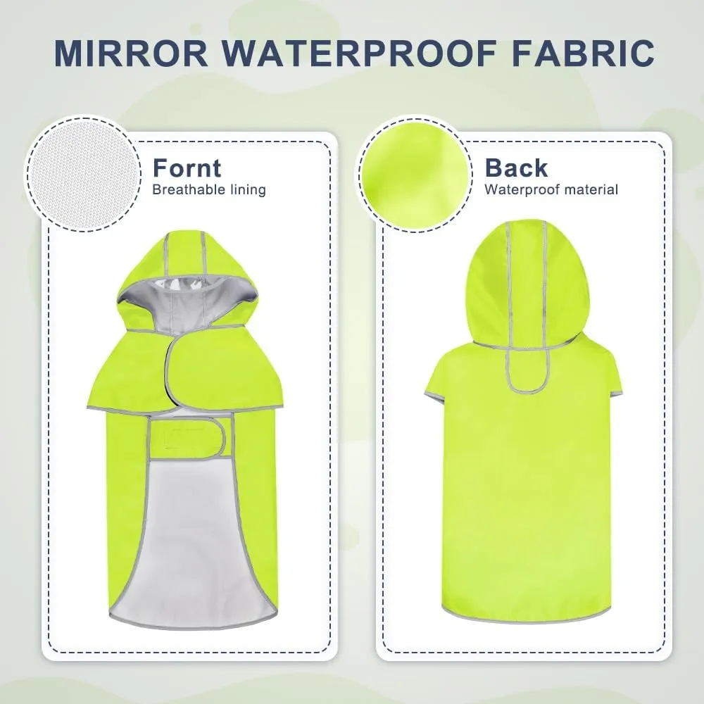 Illumifun Dog Raincoat - Reflective Waterproof Rain Jacket with Leash Hole & Adjustable Hoodie for Walks in Rainy Days (XX-Large)