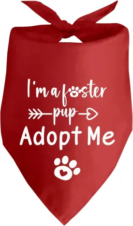 I'm a Foster Pup Adopt Me Dog Bandana Adopted Pet Scarf Foster Pup Adopt Me Red Dog Bandana - Puppy Bandana for Small & Medium Dogs