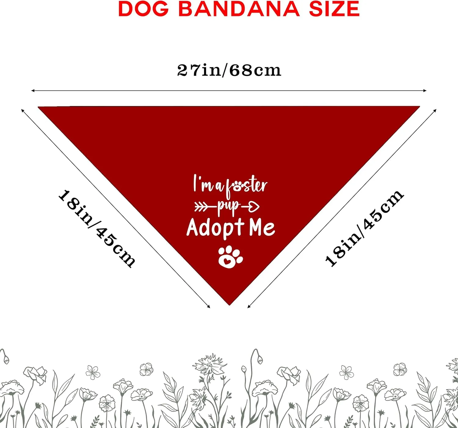 I'm a Foster Pup Adopt Me Dog Bandana Adopted Pet Scarf Foster Pup Adopt Me Red Dog Bandana - Puppy Bandana for Small & Medium Dogs