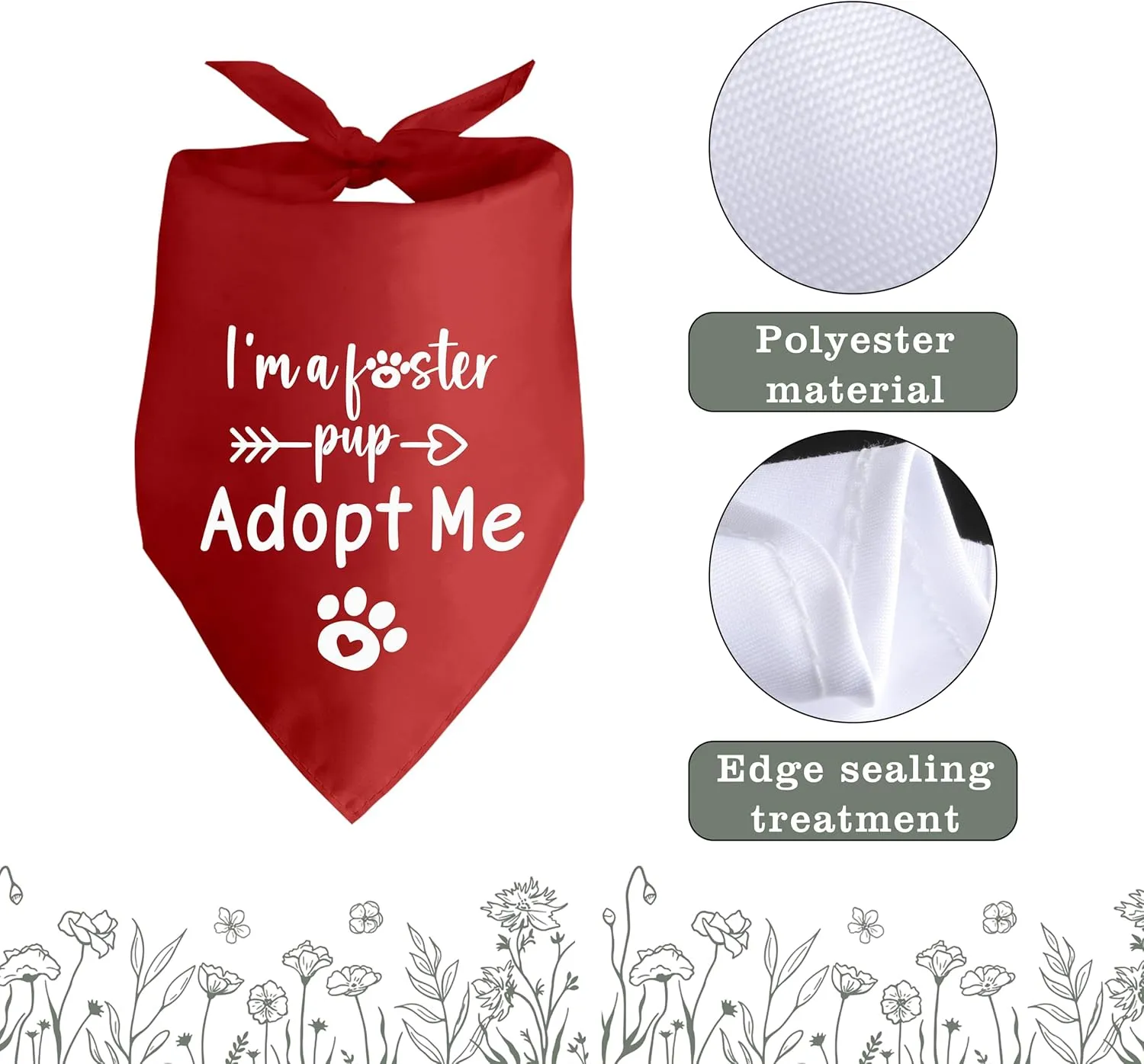 I'm a Foster Pup Adopt Me Dog Bandana Adopted Pet Scarf Foster Pup Adopt Me Red Dog Bandana - Puppy Bandana for Small & Medium Dogs