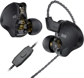 IN Ear Monitor Gaming Earbuds with MIC,CCZ DC02 IEM for Gaming Headphones,Dual Magnetic Circuit DD HIFI Earphones,Professional Earphone,Stereo Sound Earbuds,CCZ IEM Earphones with MIC(Black,With MIC)