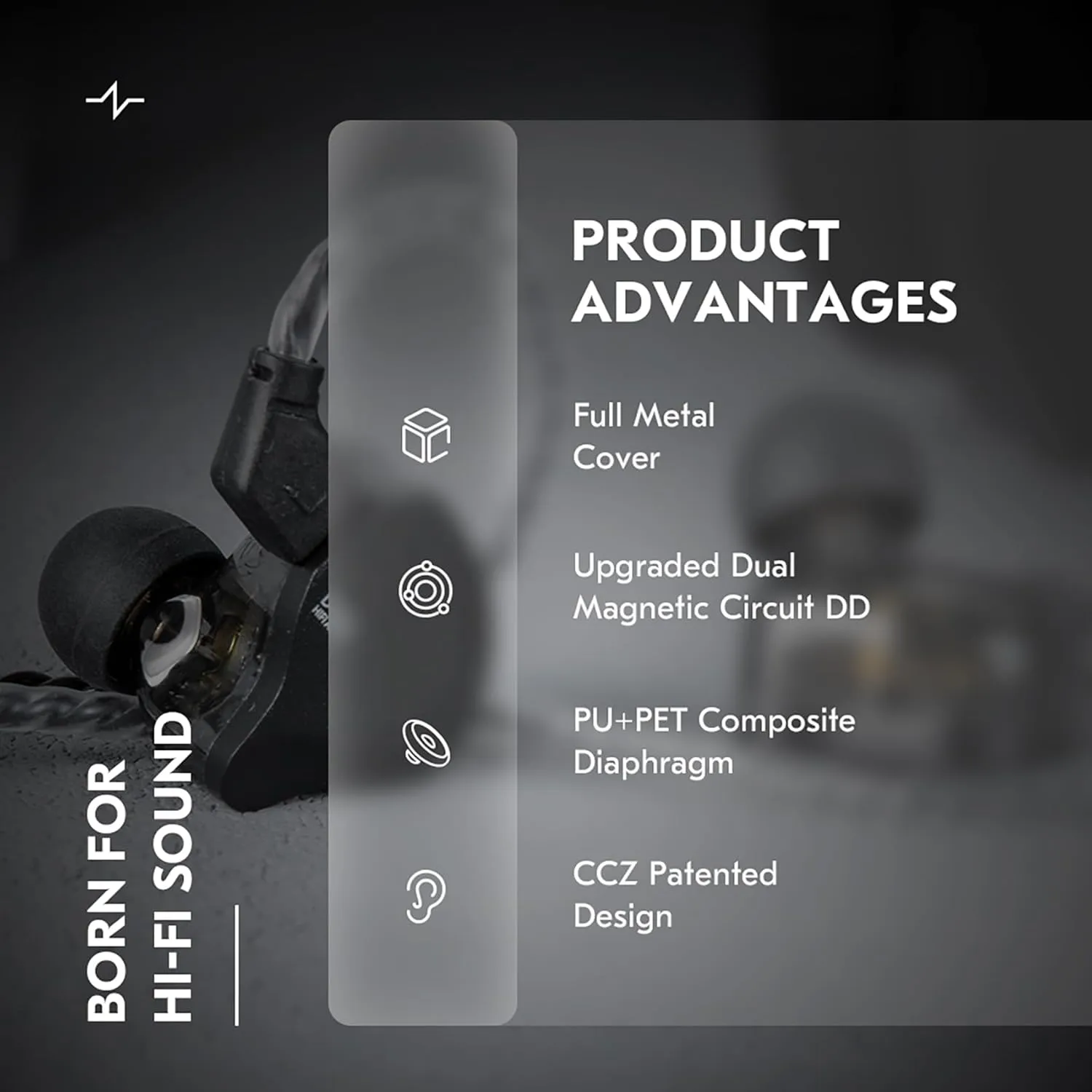 IN Ear Monitor Gaming Earbuds with MIC,CCZ DC02 IEM for Gaming Headphones,Dual Magnetic Circuit DD HIFI Earphones,Professional Earphone,Stereo Sound Earbuds,CCZ IEM Earphones with MIC(Black,With MIC)