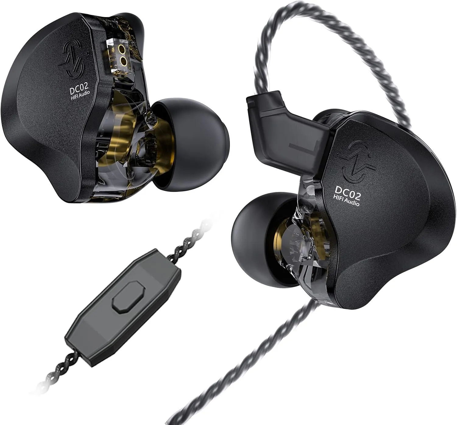 IN Ear Monitor Gaming Earbuds with MIC,CCZ DC02 IEM for Gaming Headphones,Dual Magnetic Circuit DD HIFI Earphones,Professional Earphone,Stereo Sound Earbuds,CCZ IEM Earphones with MIC(Black,With MIC)