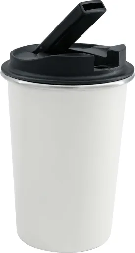 Insulated Stainless Steel Travel Mug with Heat-Resistant Silicone Lid | Discreet Reusable Cup for Camping, Hiking & Outdoor Activities (White)