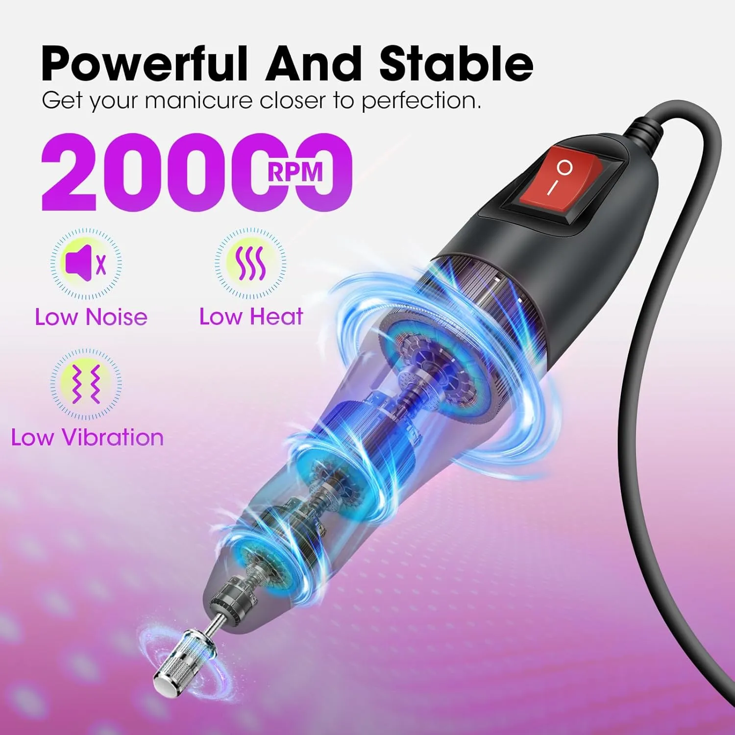 LAVAED Nail Drill Professional E Filer for Nails Electric Nail File, Nail Filer Electric Drill Nail Kit with 156pcs Sanding Bands and Nail Drill Bits for Acrylic Nail Gel Nail Manicure Pedicure