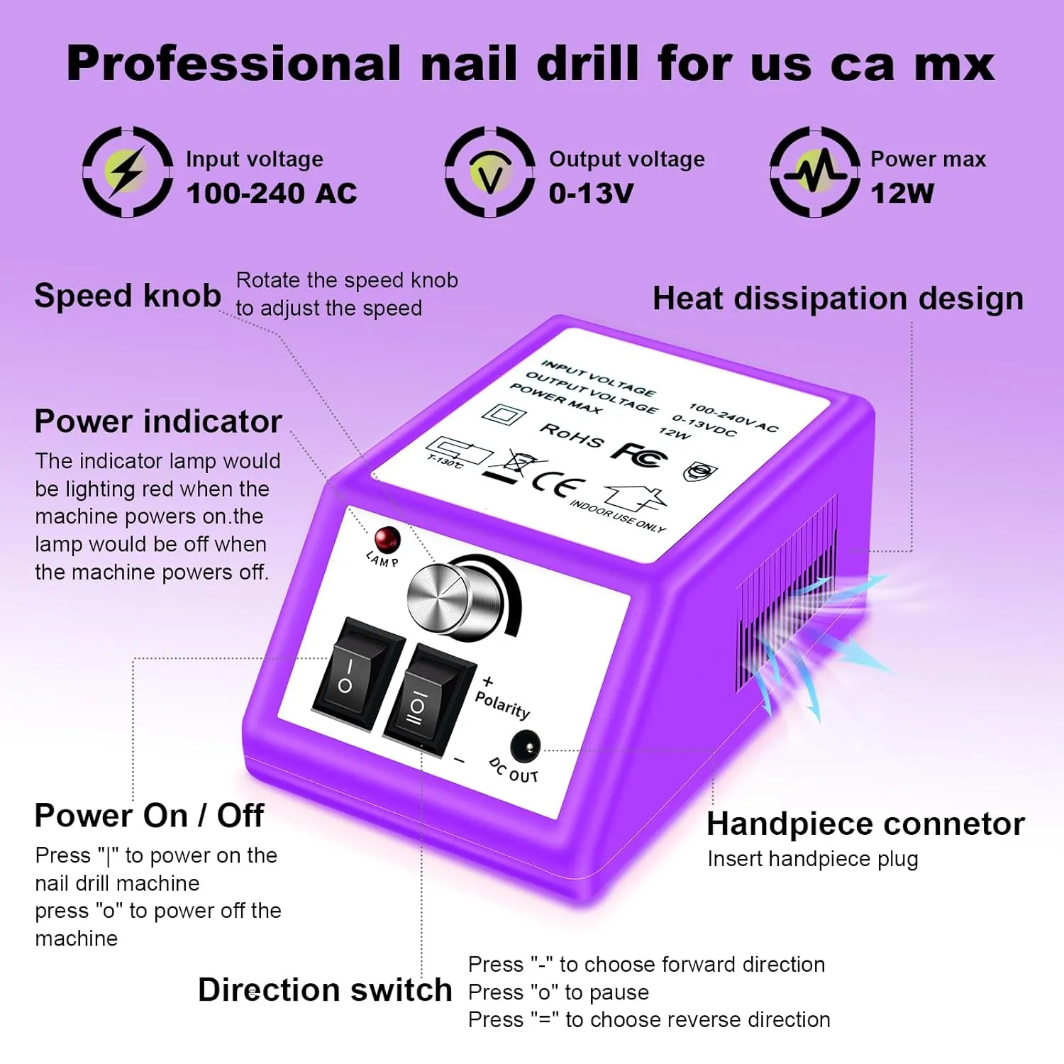 LAVAED Nail Drill Professional E Filer for Nails Electric Nail File, Nail Filer Electric Drill Nail Kit with 156pcs Sanding Bands and Nail Drill Bits for Acrylic Nail Gel Nail Manicure Pedicure