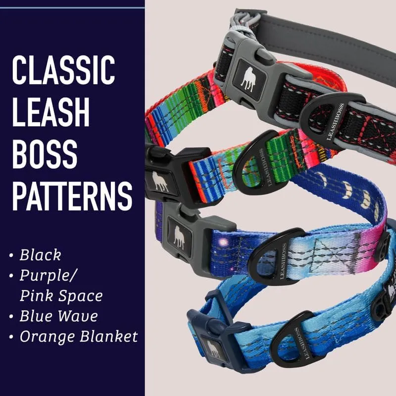 Leash Boss Patterned Reflective Dog Collar, Pattern Collection, Colorful Dog Collar with Triple Reflection Threads for Small, Medium and Large Dogs