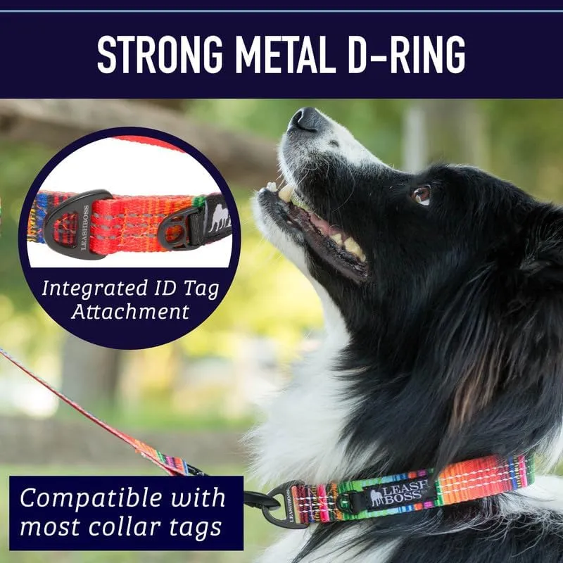 Leash Boss Patterned Reflective Dog Collar, Pattern Collection, Colorful Dog Collar with Triple Reflection Threads for Small, Medium and Large Dogs